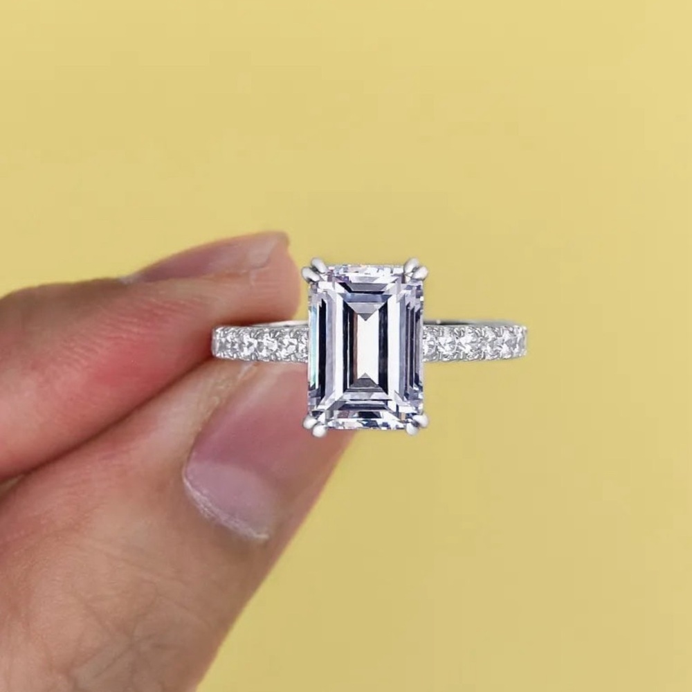 Solid 925 Sterling Silver Emerald Stone Engagemen… - image 7